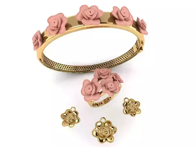 Multi piece Gold Flower Set