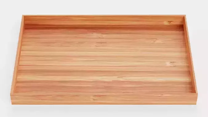Bamboo Tray V1 - Realistic Wooden Serving Platter Low-poly 3D model 2