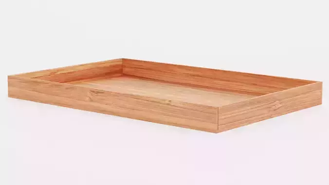 Bamboo Tray V1 - Realistic Wooden Serving Platter Low-poly 3D model 6