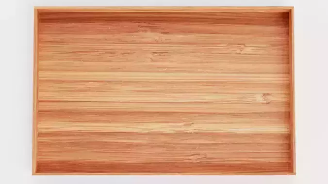 Bamboo Tray V1 - Realistic Wooden Serving Platter Low-poly 3D model 3