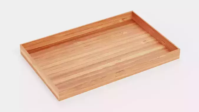 Bamboo Tray V1 - Realistic Wooden Serving Platter Low-poly 3D model 5