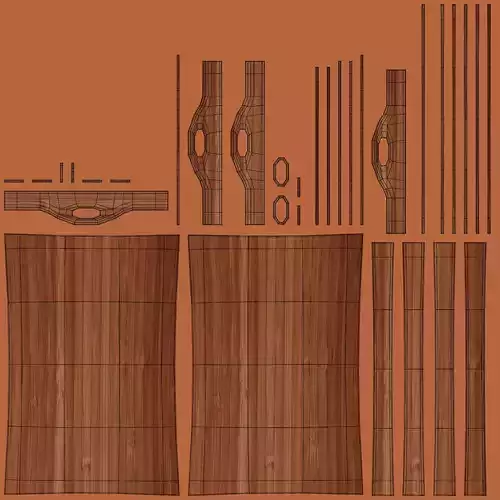 Bamboo Tray V2 - Realistic Wooden Serving Platter with Handles 3D model 7