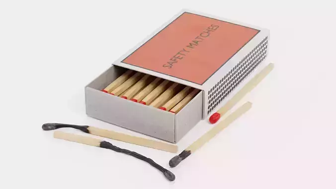 Matchbox with Matches V2 - Unlit and Burned - Custom Design