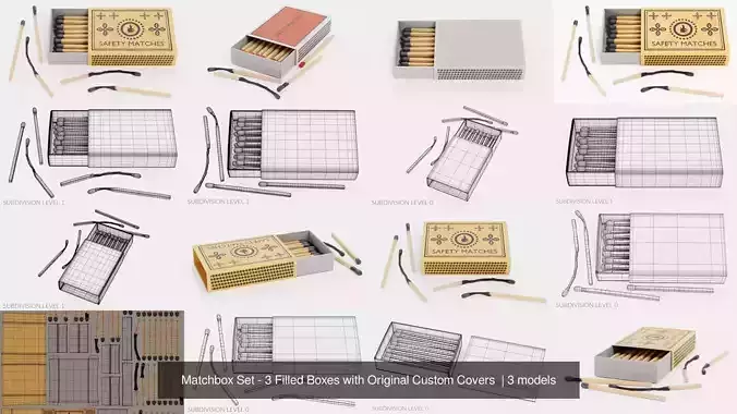 Matchbox Set - 3 Filled Boxes with Original Custom Covers 