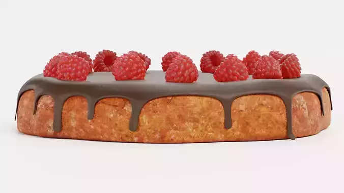 Cake V1 - Raspberry Chocolate Dessert 3D model 4