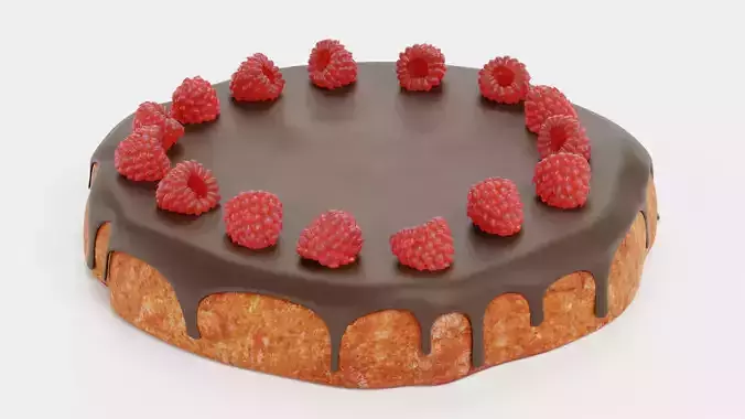Cake V1 - Raspberry Chocolate Dessert 3D model 6
