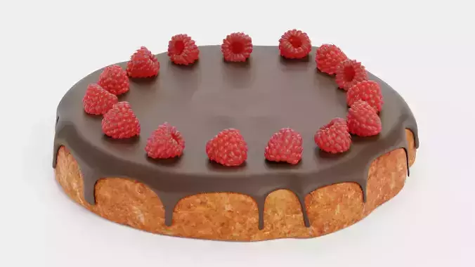 Cake V1 - Raspberry Chocolate Dessert 3D model 5