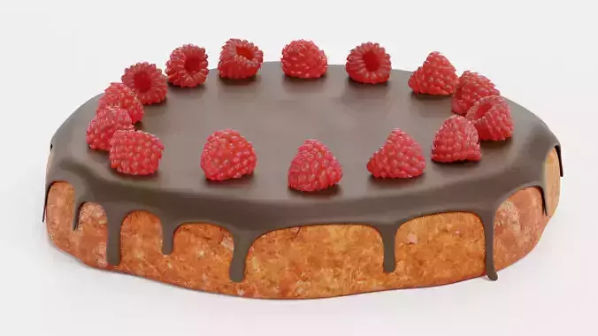 Cake V1 - Raspberry Chocolate Dessert 3D model 2