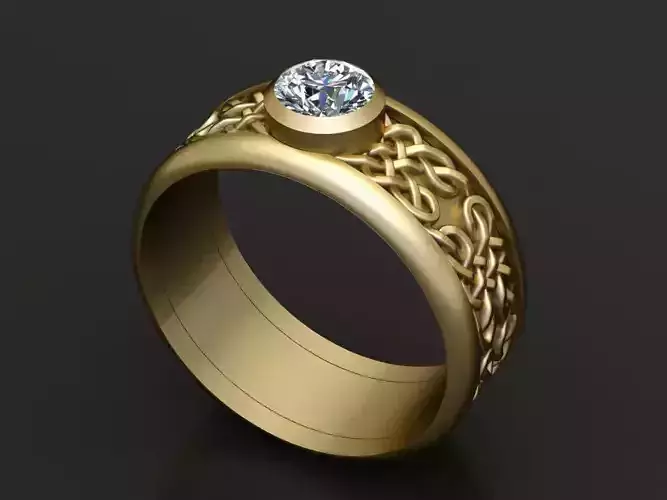 Celtic Weave Solitaire Ring  3D Printable Jewelry Model 