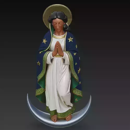 Blessed Virgin Mary on Crescent Moon - Prayer Sculpture 3D Model