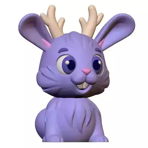 Cute Cryptid Fuzzy Jackalope Figure Adorable Fantasy Creature