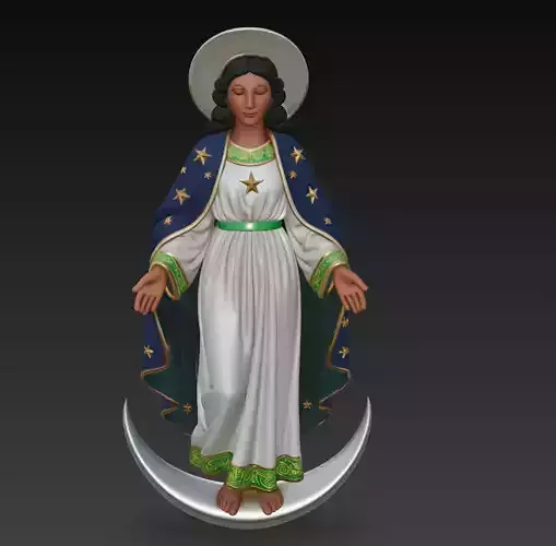 Blessed Virgin Mary on Crescent Moon - Statue 3D Model