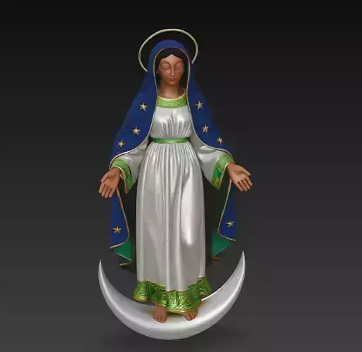 Heavenly Madonna on Crescent Moon - Sacred Sculpture 3D Model