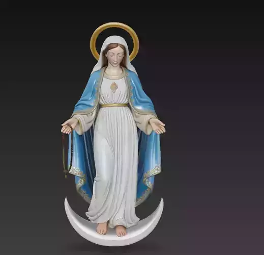 Heavenly Virgin Mary on Crescent Moon Sculpture - 3D Model