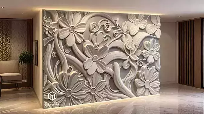 CNC STL Relief Panel Classic Floral Art Carving File 264