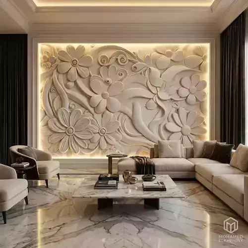 CNC STL Relief Panel Classic Floral Art Carving File 264