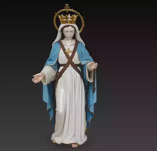 Crowned Holy Lady with Rosary - Detailed Sculpture Model