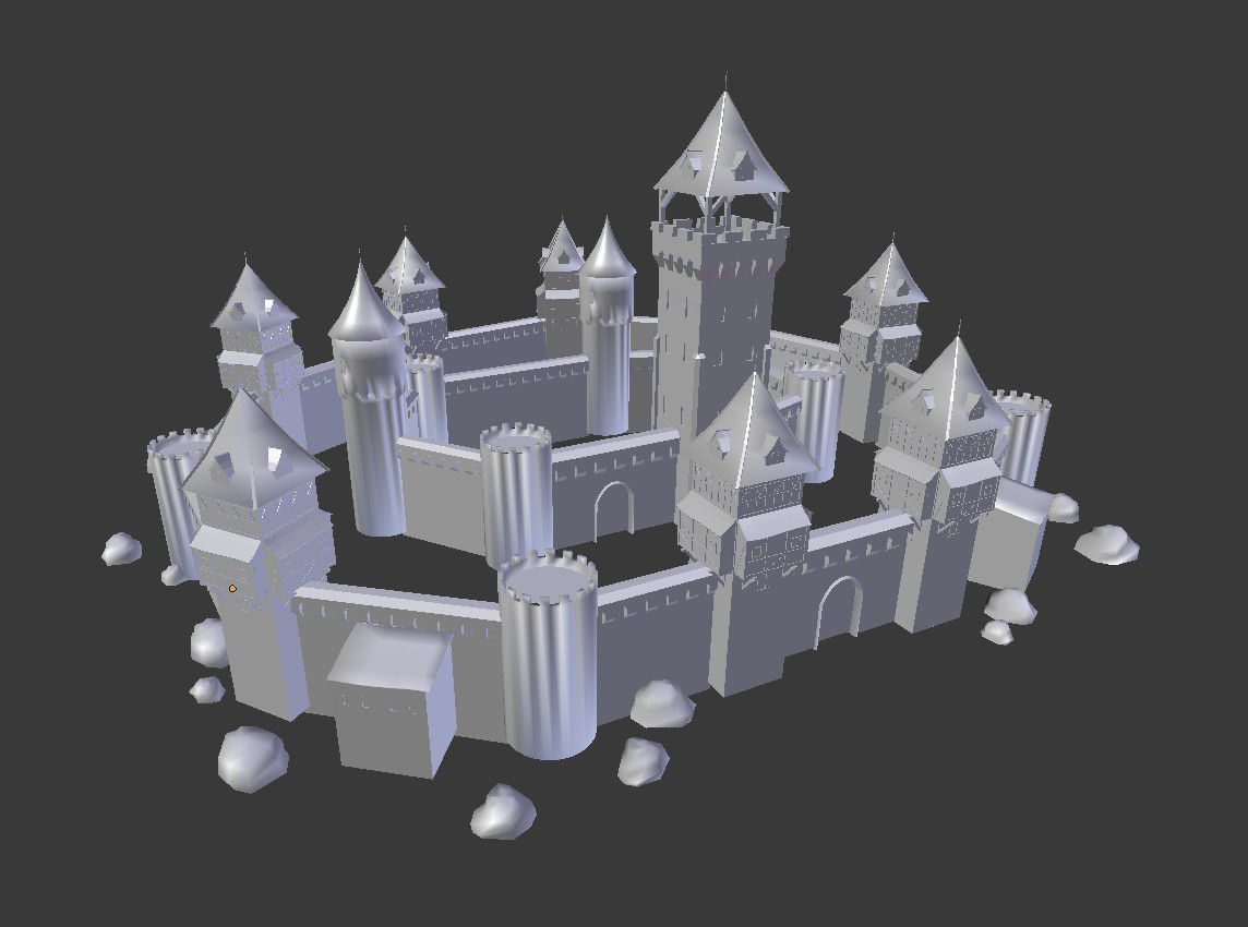 historic castle Low-poly 3D model_9