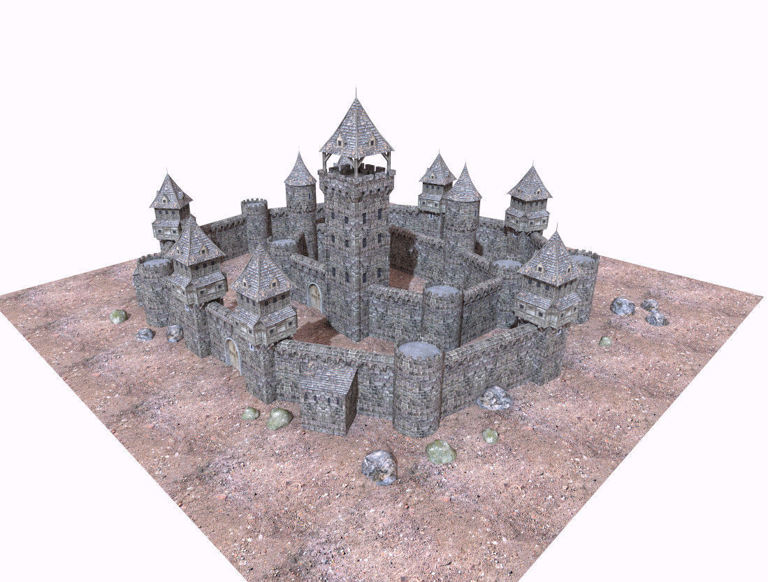 historic castle Low-poly 3D model_5