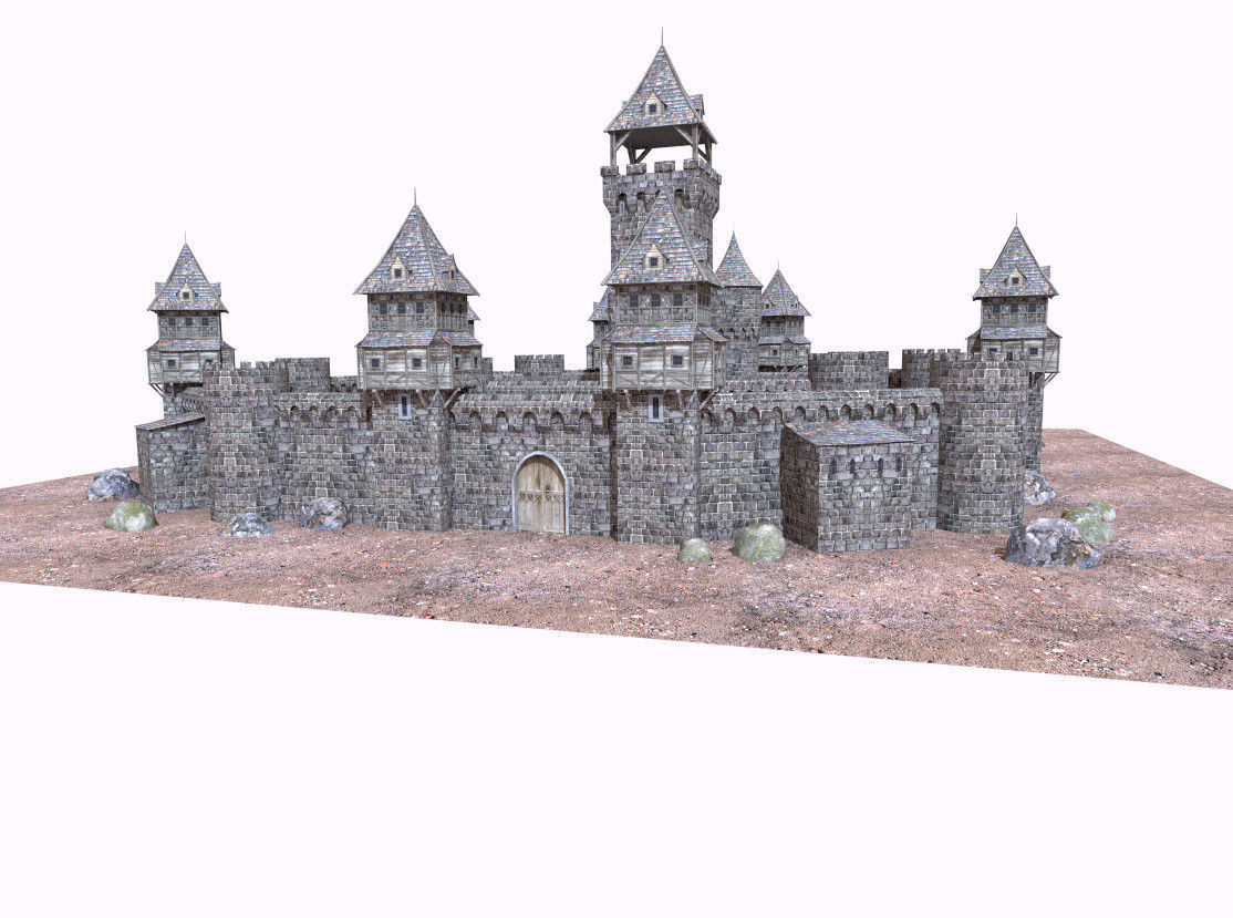 historic castle Low-poly 3D model_3