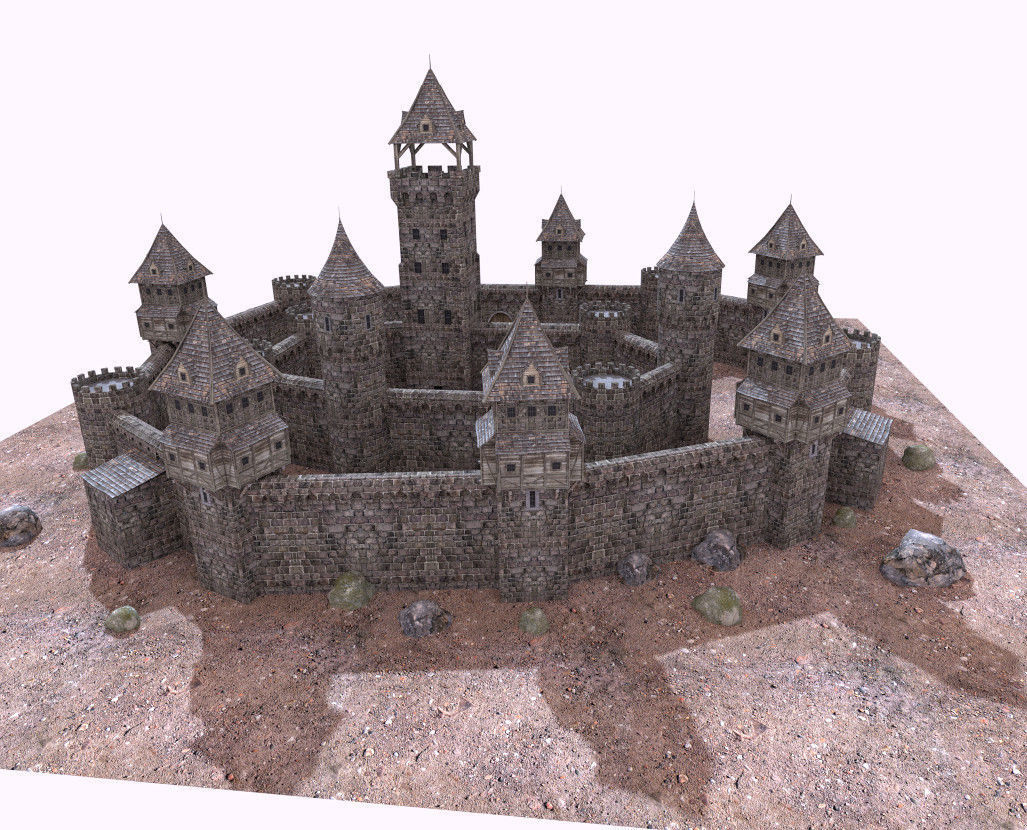 historic castle Low-poly 3D model_7