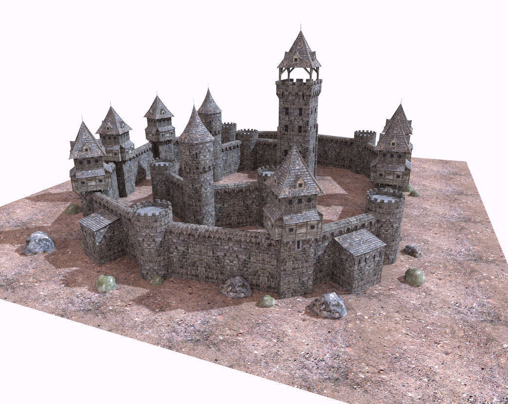 historic castle Low-poly 3D model_4
