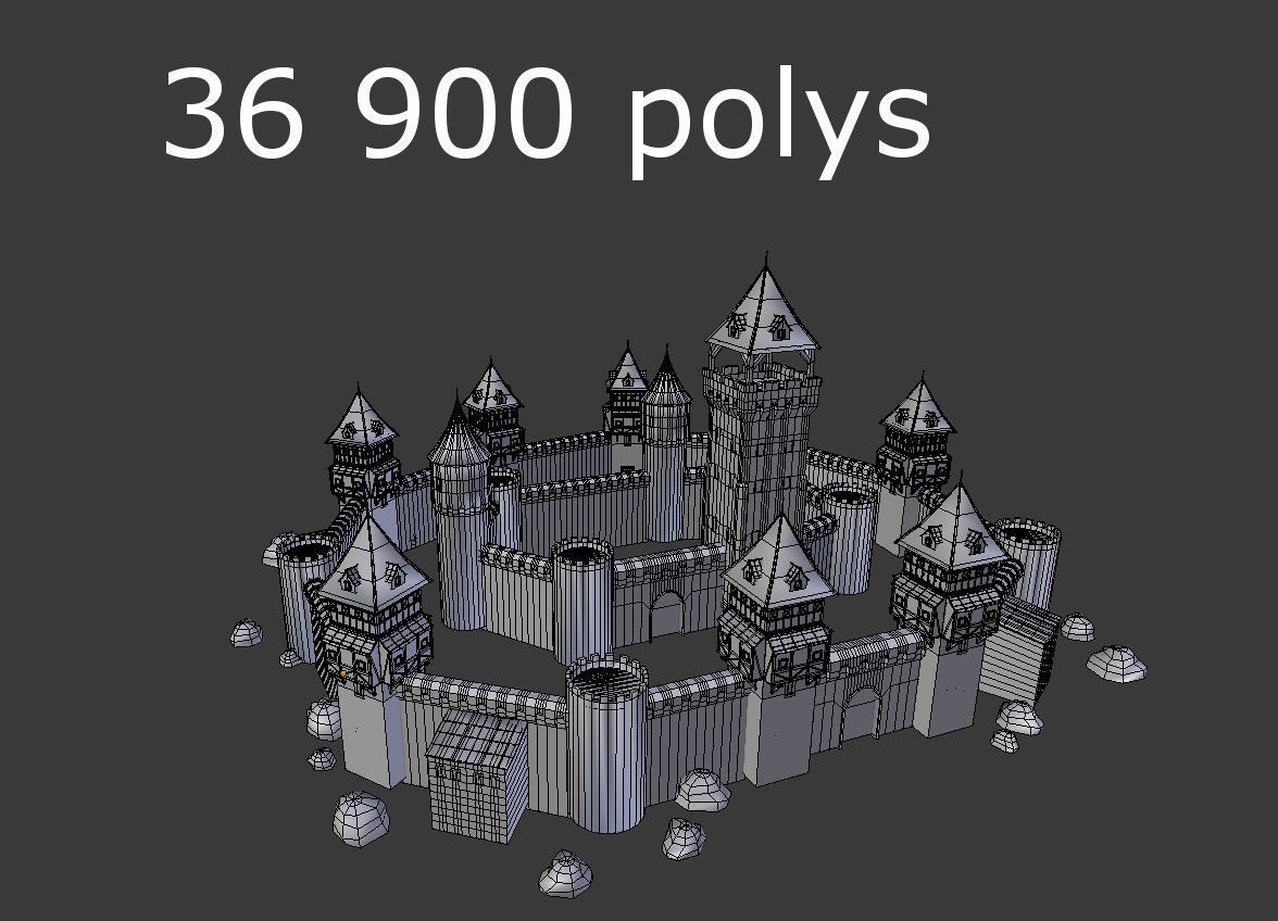 historic castle Low-poly 3D model_6