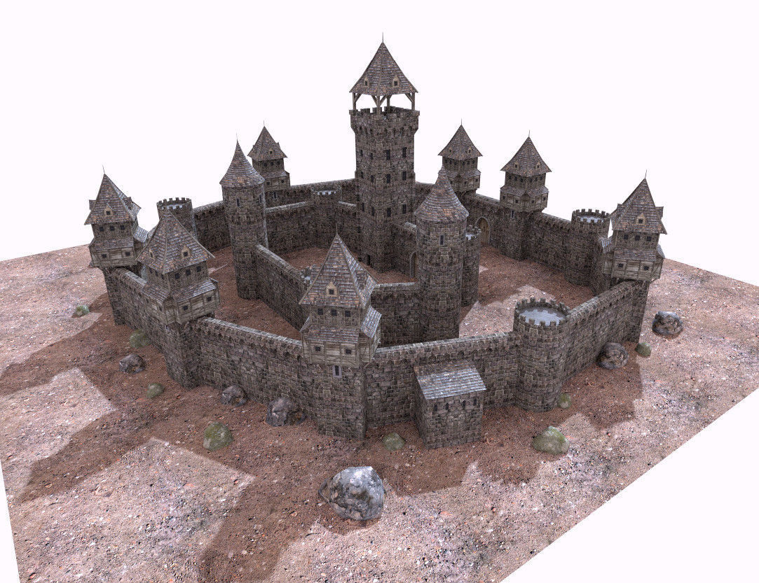 historic castle Low-poly 3D model_8
