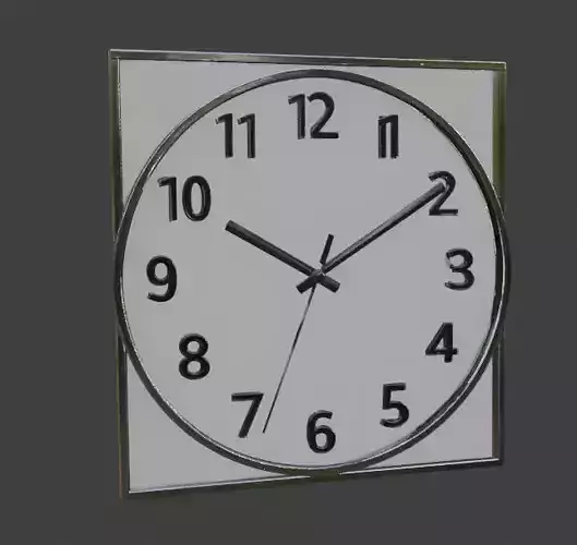 Modern Square Wall Clock Minimalist 3D Model