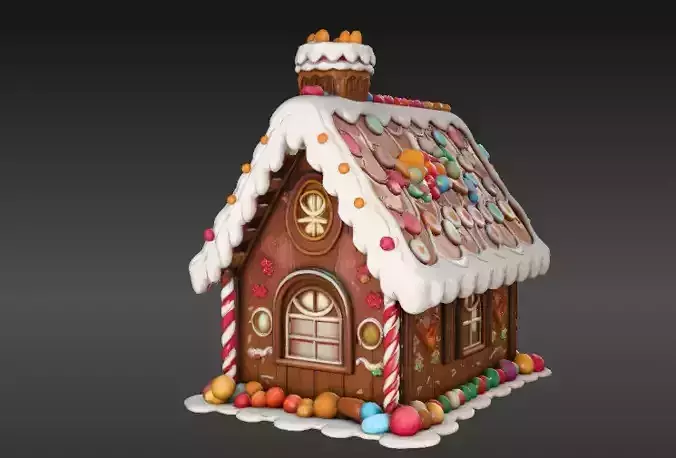 Stylized House Cartoon Christmas 3D Scene Bg Model Low Poly