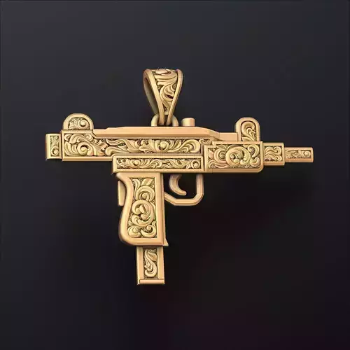 Gun Mini Uzi Pendant With Ornaments