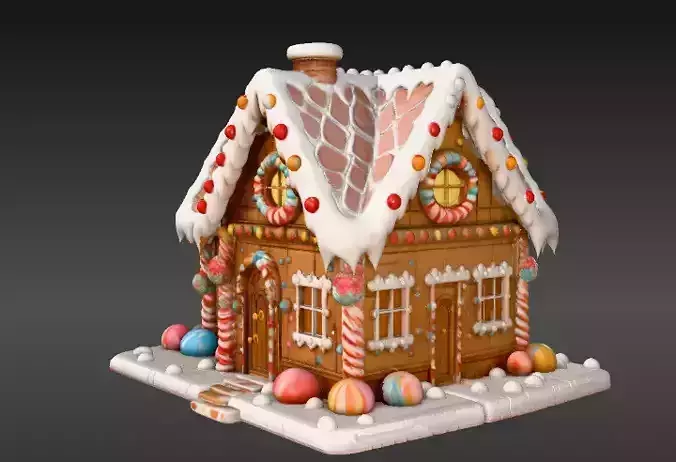 Cartoon Christmas 3D Scene Back Ground 3D Model 