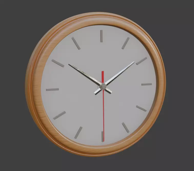 Wooden Wall Clock Clean 3D Model 3D model