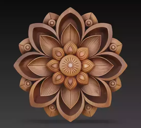 Floral Lotus Medallion - Ornamental 3D Sculpture Design