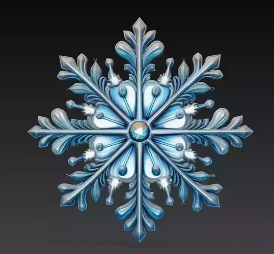 Crystal Iceflake Ornament - Stylized Snowflake Sculpture