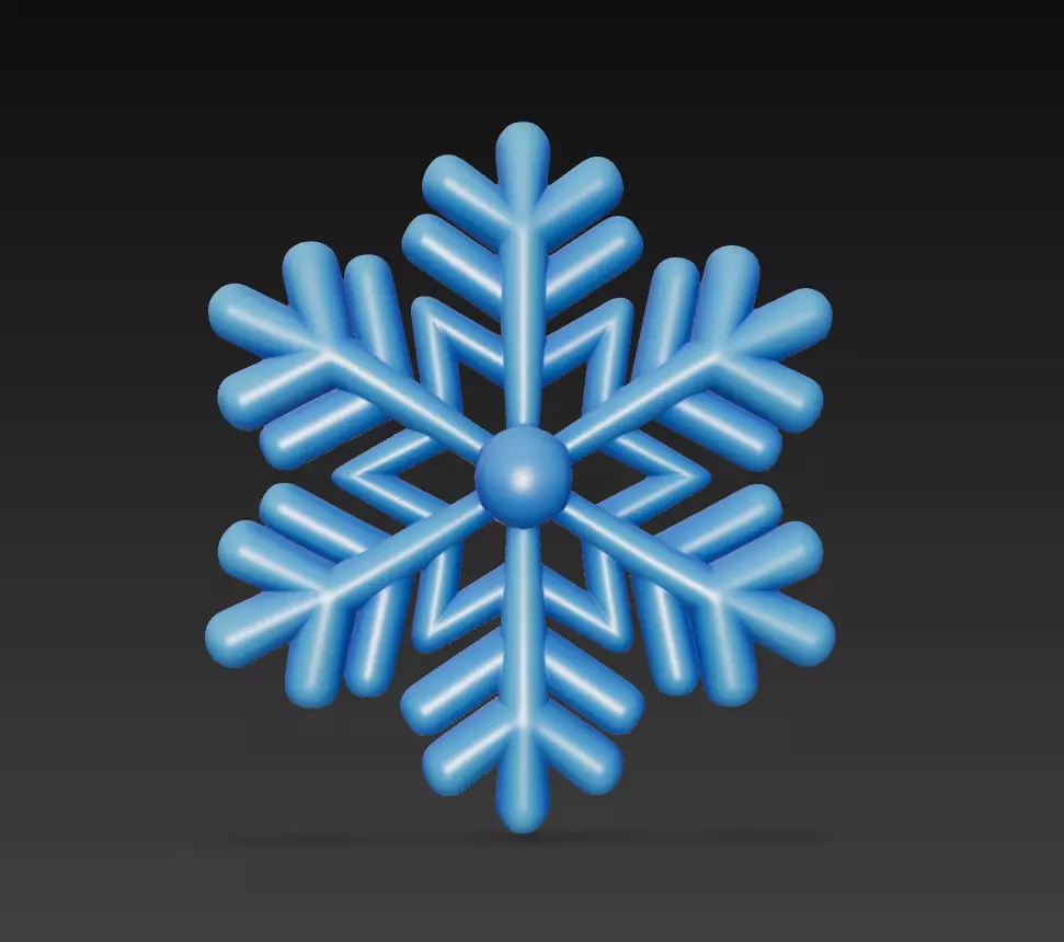 Cute Stylized Snowflake - Winter Ornament 3D Model 3D print model