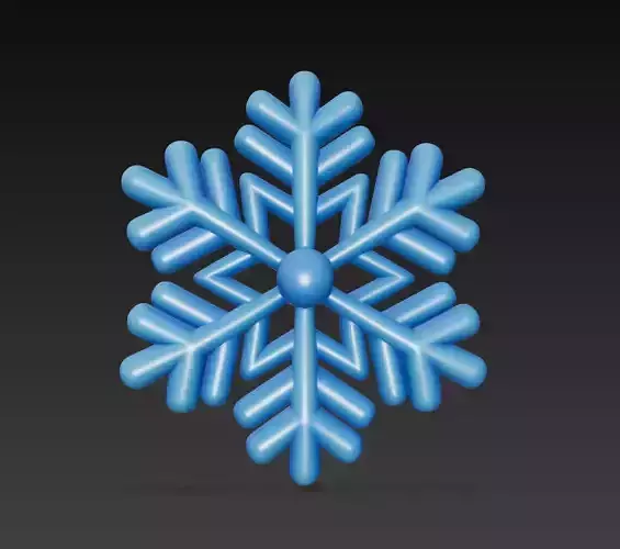 Cute Stylized Snowflake - Winter Ornament 3D Model