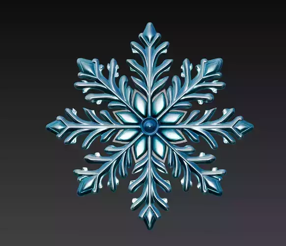 Blue Ice Snowflake - Stylized Winter Ornament