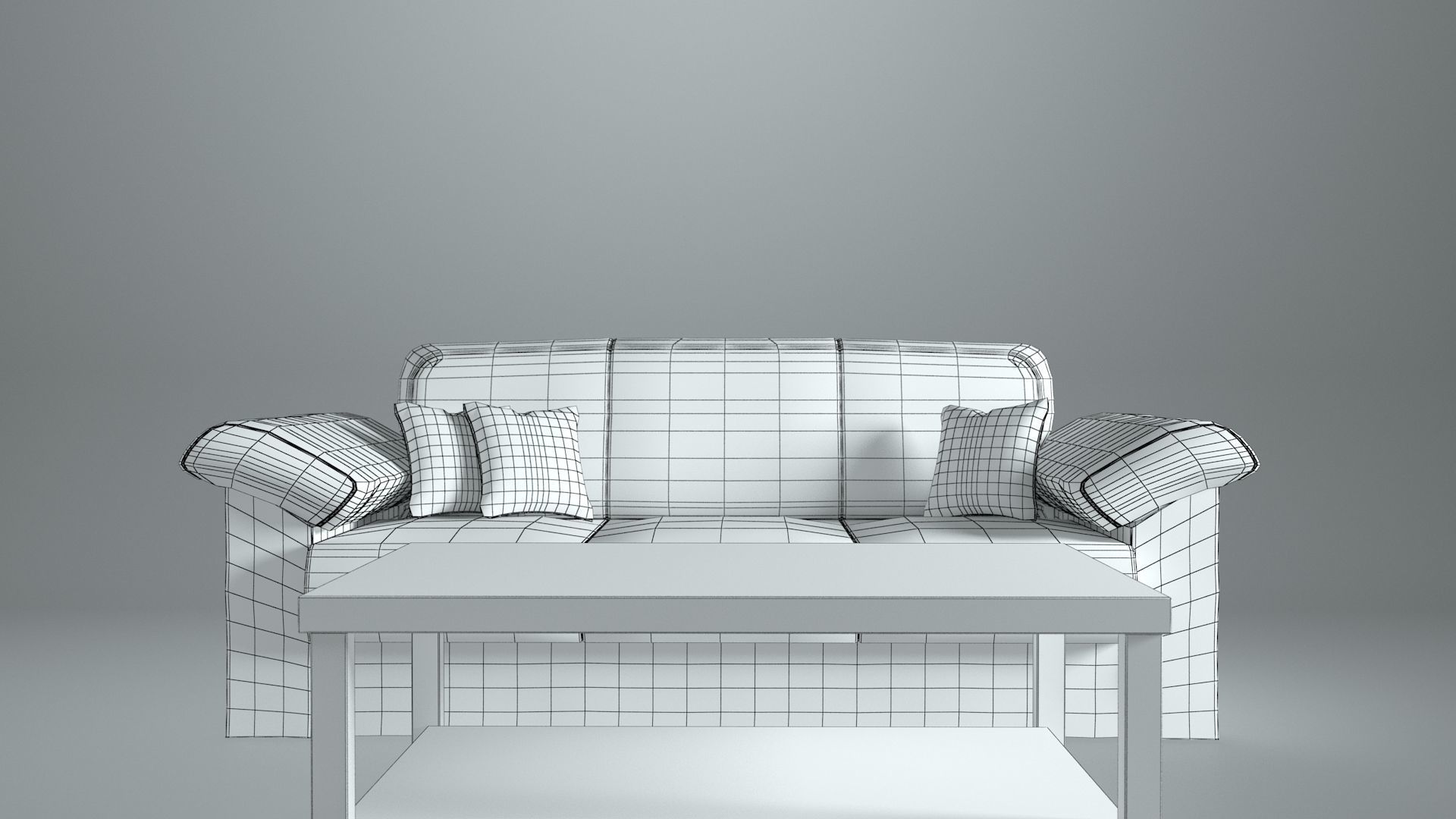 Sofa and Coffee Table - Game Ready Low-poly 3D model_4