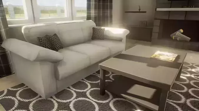 Sofa and Coffee Table - Game Ready