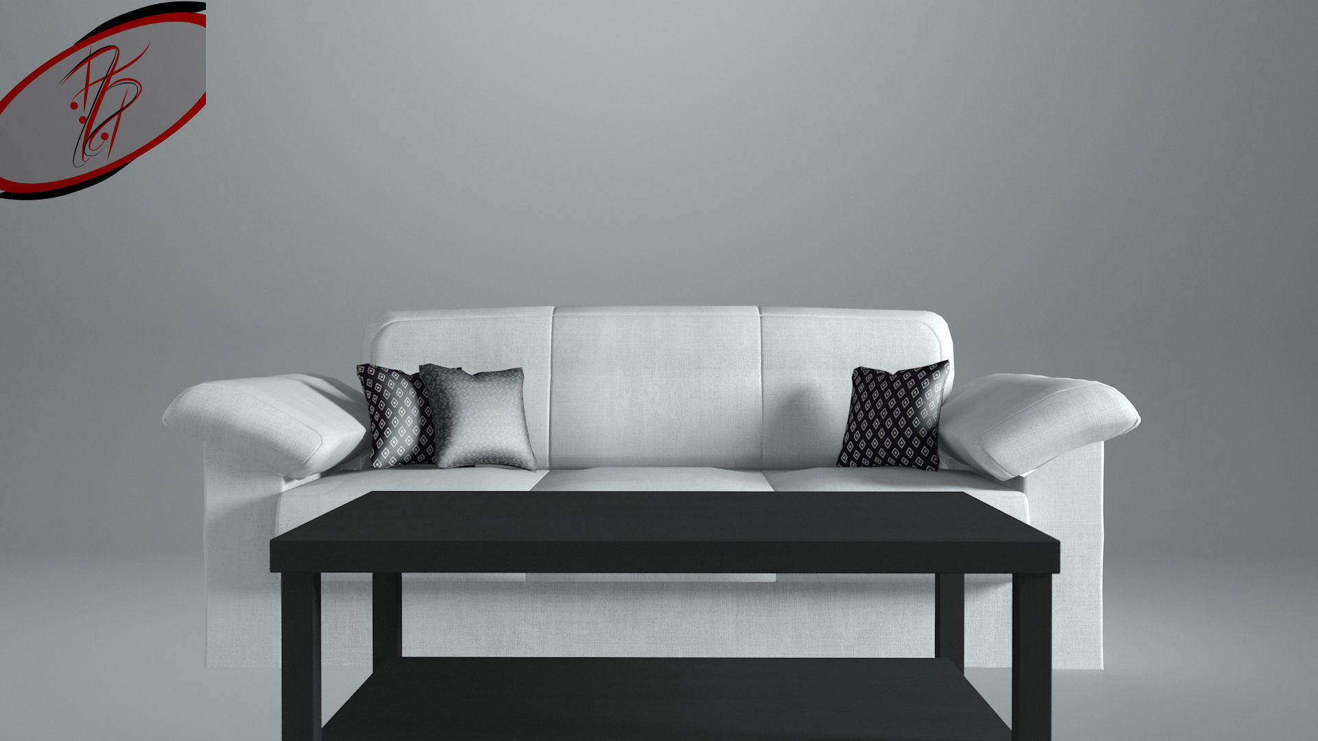 Sofa and Coffee Table - Game Ready Low-poly 3D model_2