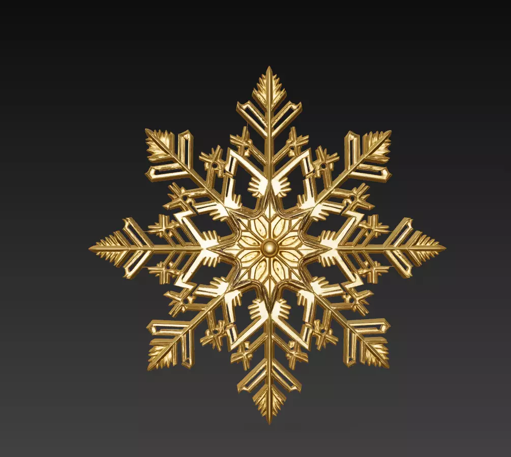 Golden Snowflake Ornament Sculpture 3D print model