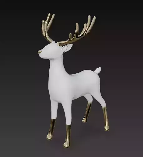 Elegant White Reindeer Sculpture - Decorative 3D Model