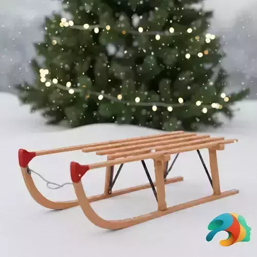 Classic Wooden Sled Prop