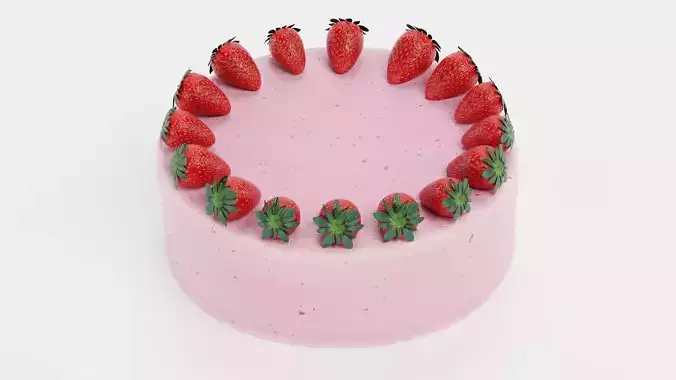 Cake V4 - Strawberry Pastry 3D model 6