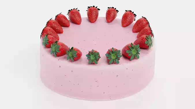 Cake V4 - Strawberry Pastry 3D model