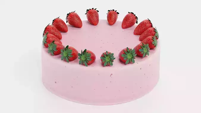 Cake V4 - Strawberry Pastry 3D model 4