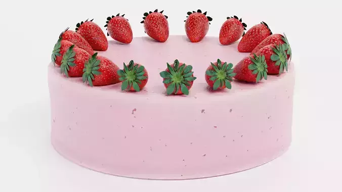 Cake V4 - Strawberry Pastry 3D model 5