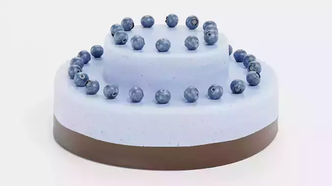 Cake V5 - Two-Tier Blueberry Cream Gateau 3D model