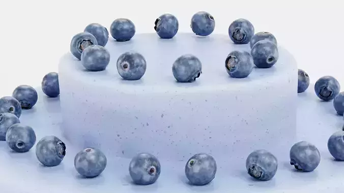 Cake V5 - Two-Tier Blueberry Cream Gateau 3D model 6